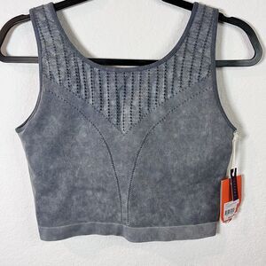 NEW Freely Sports Bra Cropped Yoga Tank Textured Gray Blue Ombre Women Size XL